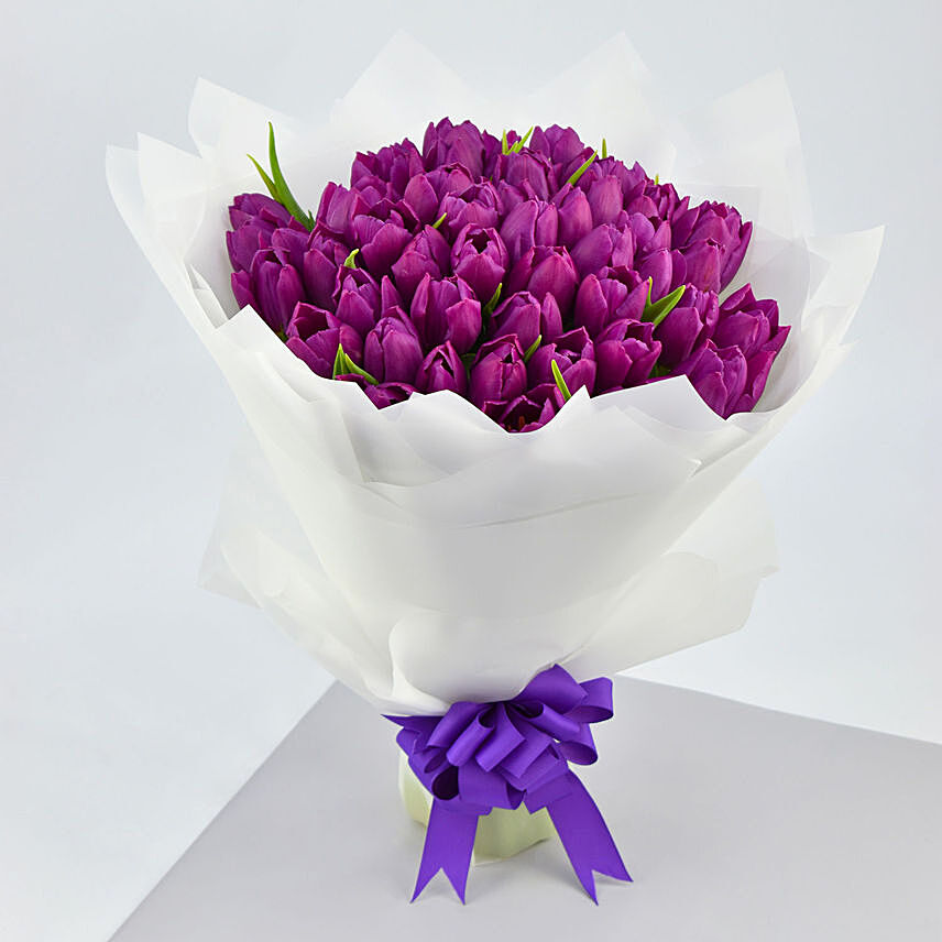 Purple Tulip Grand Bouquet: Get Well Soon Flowers