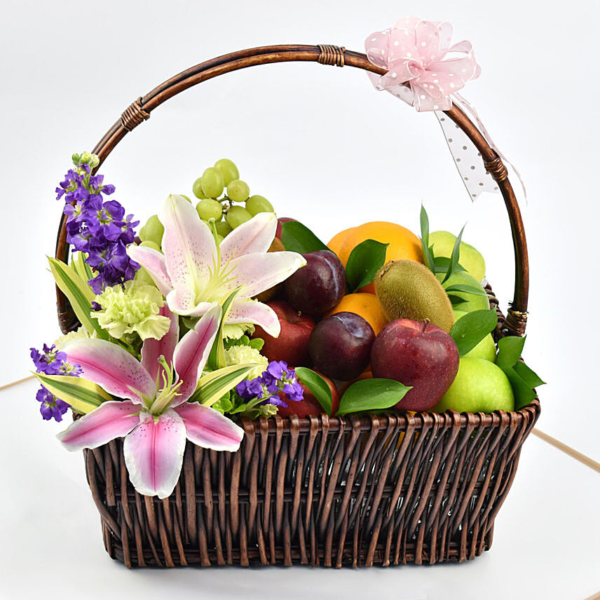 Flowers and Fruits in Basket: Grandparents Day Gifts