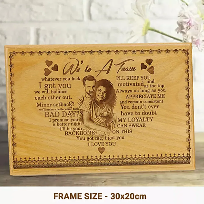 We Are A Team Personalized Photo Plaque: Engraved Gifts