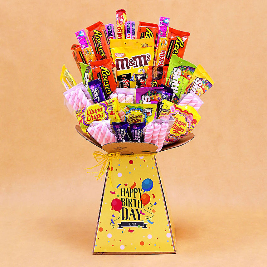 Colorful Birthday Wishes Treats Box: Birthday Gift Hampers