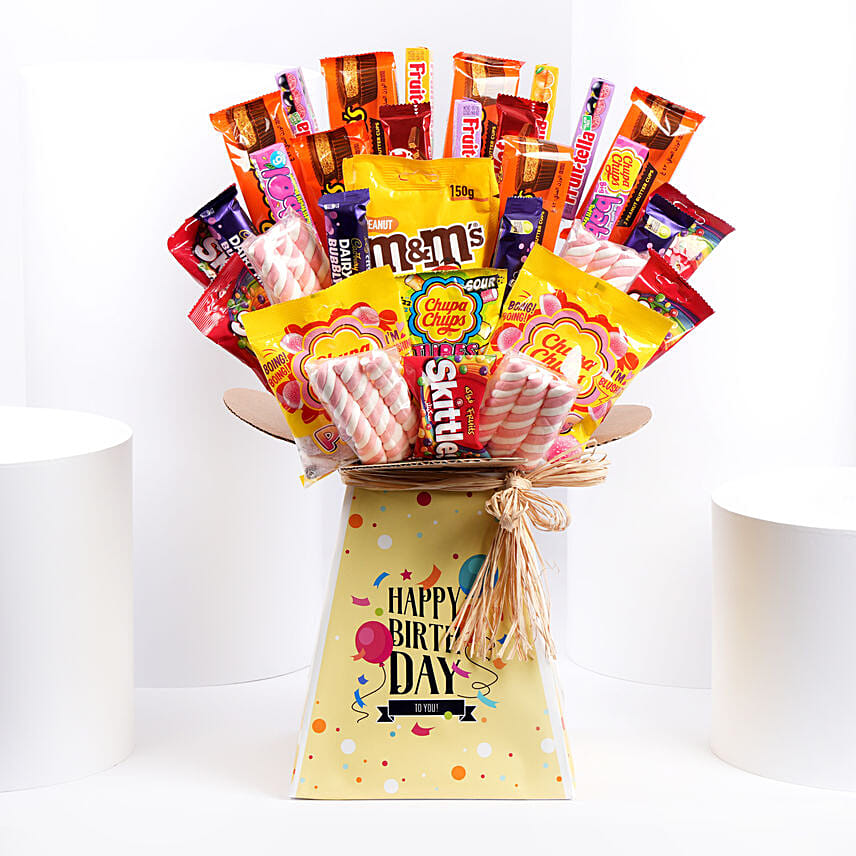 Colorful Birthday Wishes Treats Box: Chocolate Gift Hampers