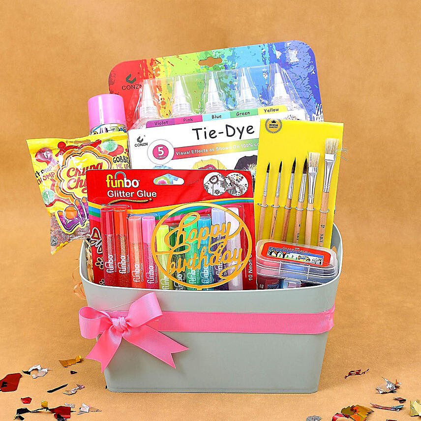 Love Tie n Dye and Painting Basket for Kids: Birthday Gift Hampers