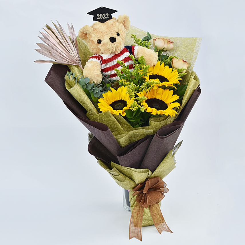 Congrats Graduate Flowers and Teddy: Graduation Flowers