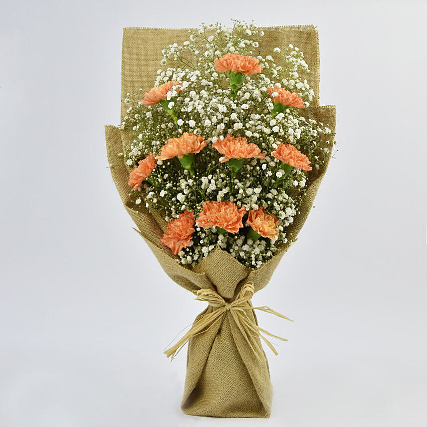 Lovely Orange Carnations Bouquet: Carnation Flower Bouquet