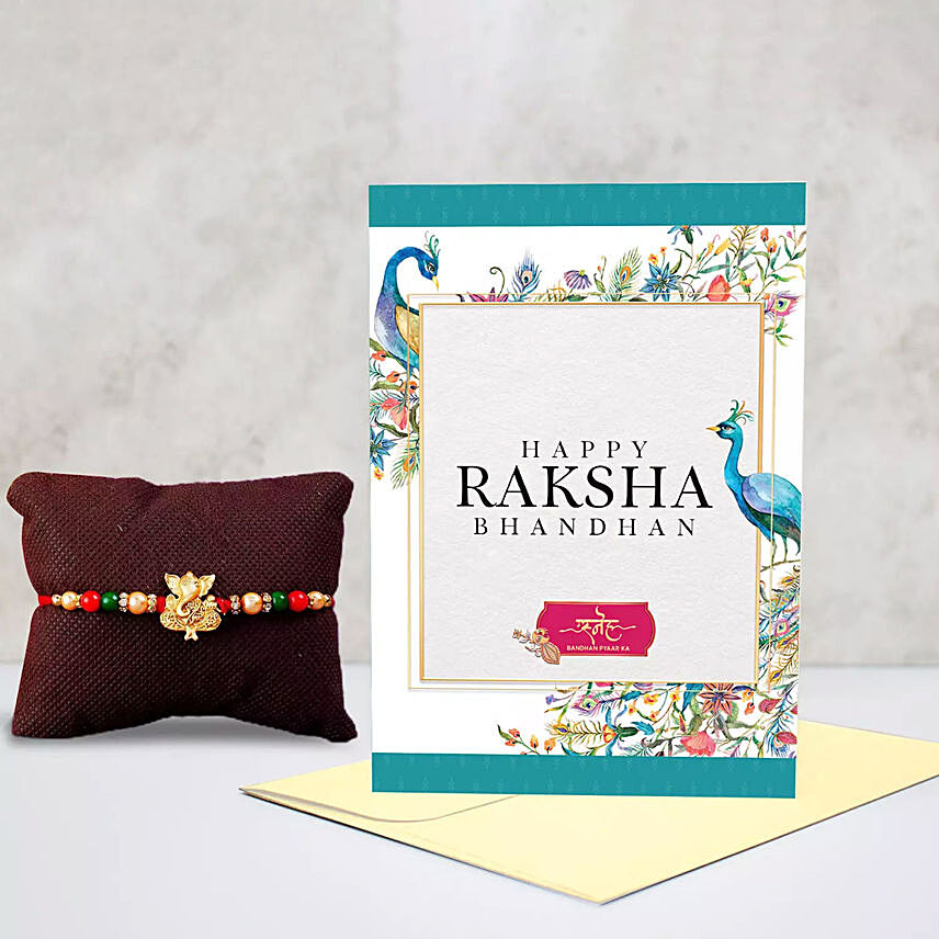 Beautiful Ganesha Rakhi With Greeting Card: Rakhi Cards
