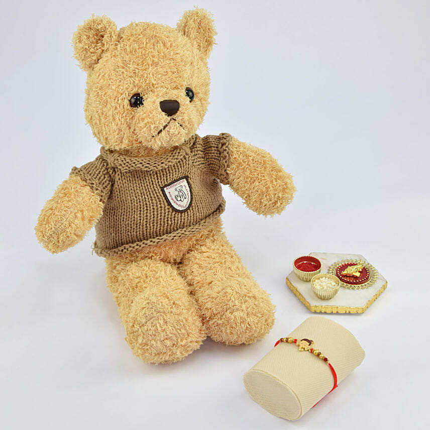 Rakhi with Teddy Bear:  Rakhi Delivery