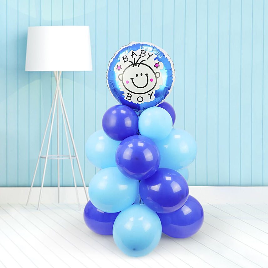 Baby Boy Balloon Pillar: 