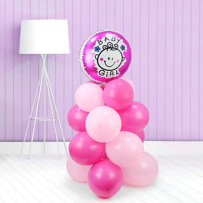 Baby Girl Balloon Pillar: 