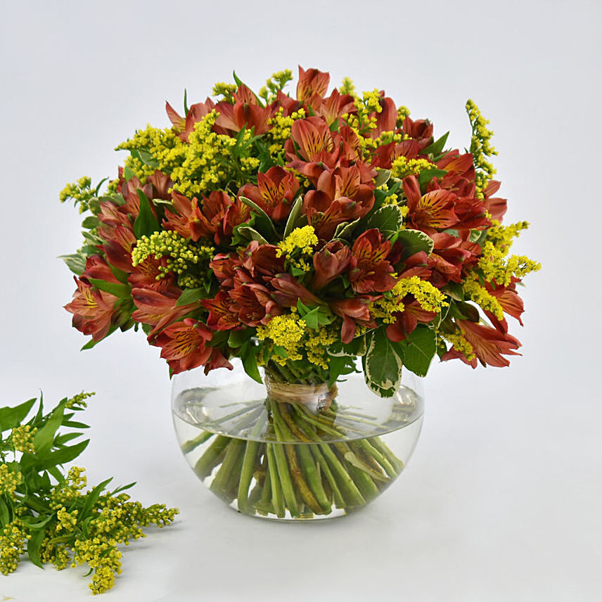 Orange Peruvian Lilies Arrangement: 