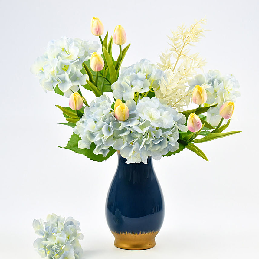 Artificial Pink Tulips with Hydrangeas: Artificial Flowers 