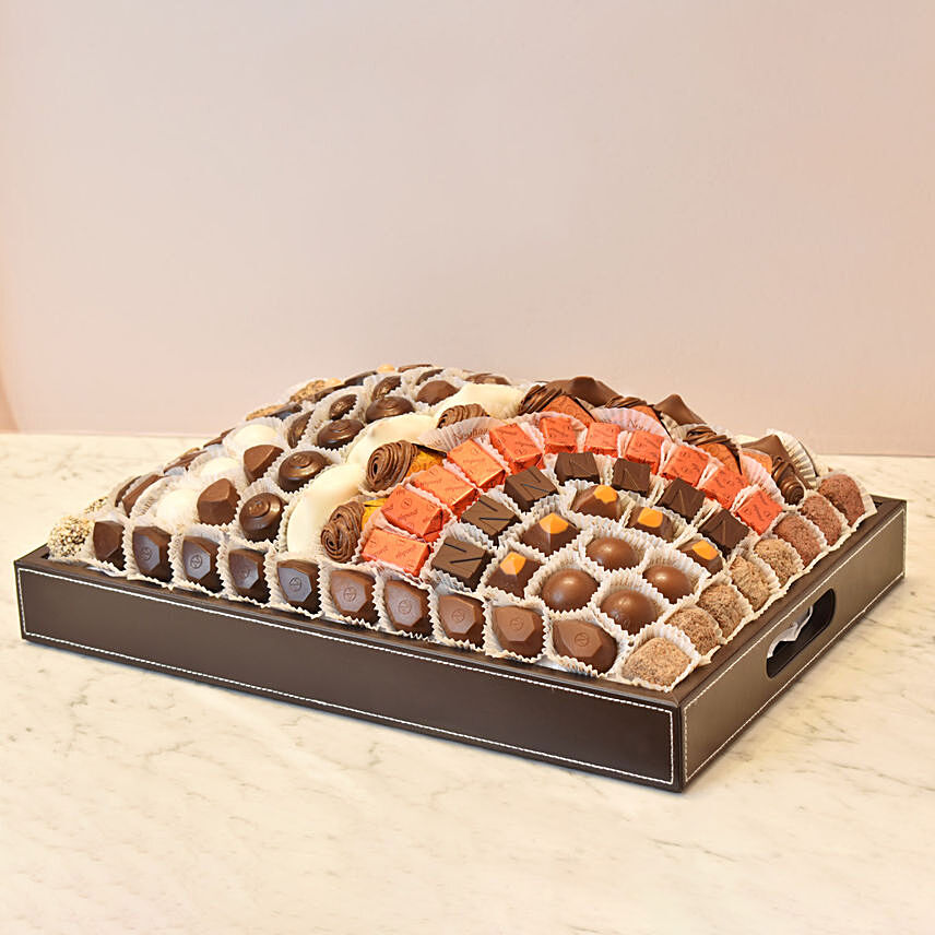 Leather Tray Brown Chocolates By Neuhaus: Romantic Gifts