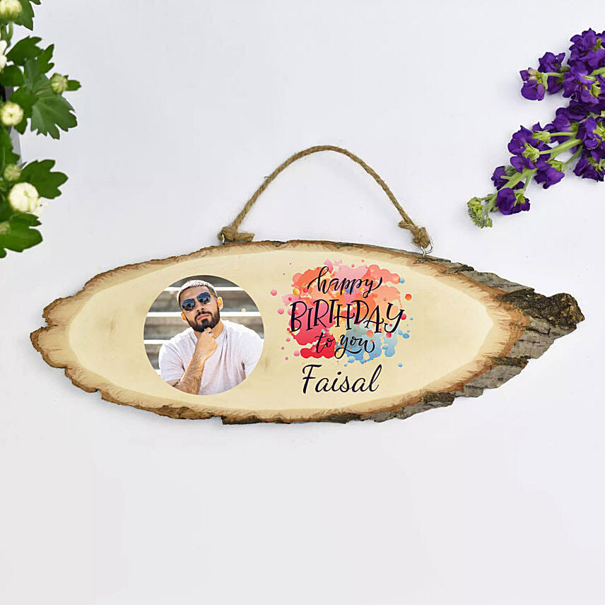 Printed Birthday Wooden Log: Engraved Wood Gifts