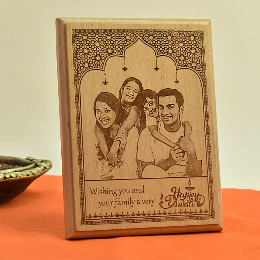 Happy Diwali Personalised Wooden Frame: Diwali Candles 