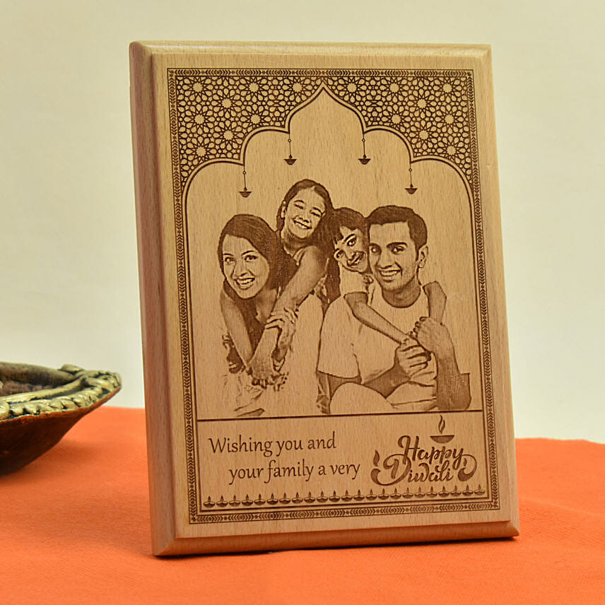 Happy Diwali Personalised Wooden Frame: Candles 