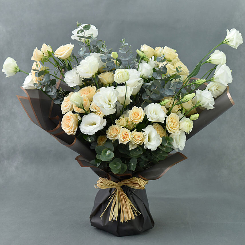 Spray Rose and Lisianthus Bouquet: Flower Delivery Sharjah
