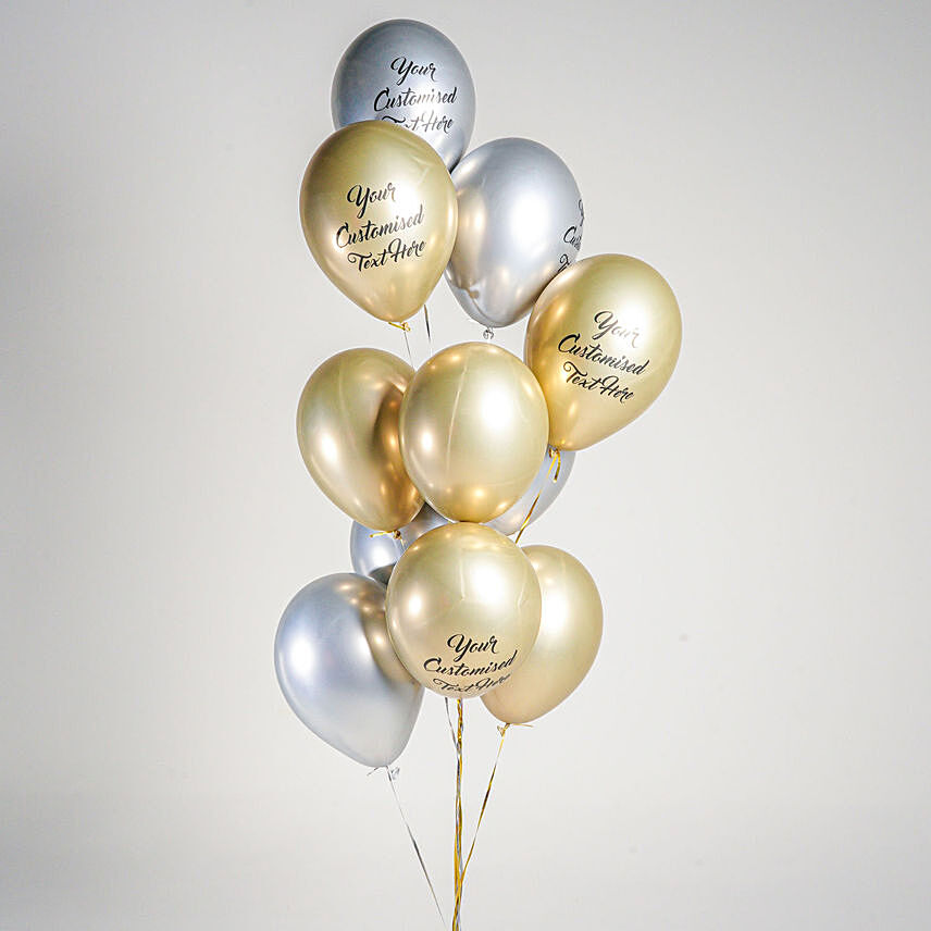 Gold and silver with Customized Text Balloons: Personalised Gifts to Dubai
