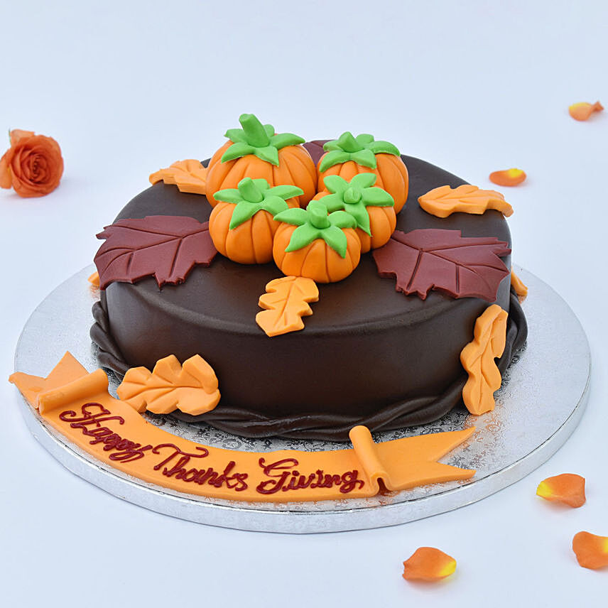Thanksgiving Wishes Chocolate Cake: Thanksgiving Gifts : 1 Hour & Same Day Delivery