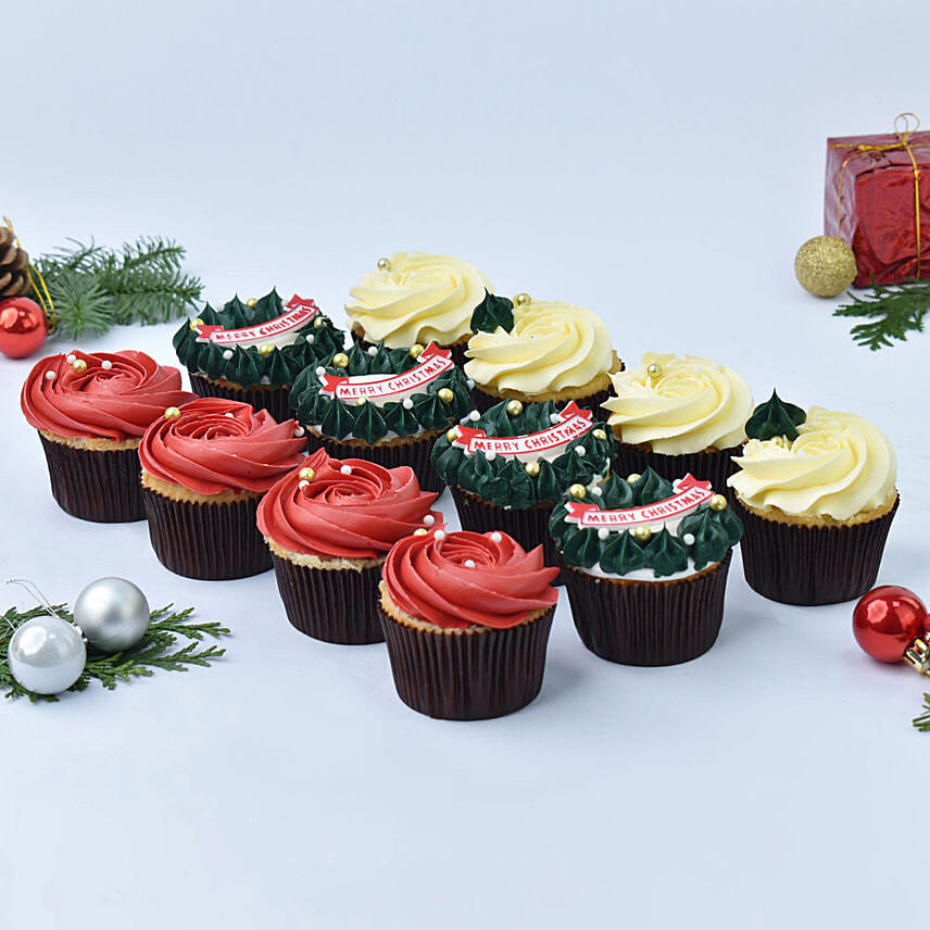 Christmas Celebration Vanilla Cupcakes: Christmas Gifts for Coworker