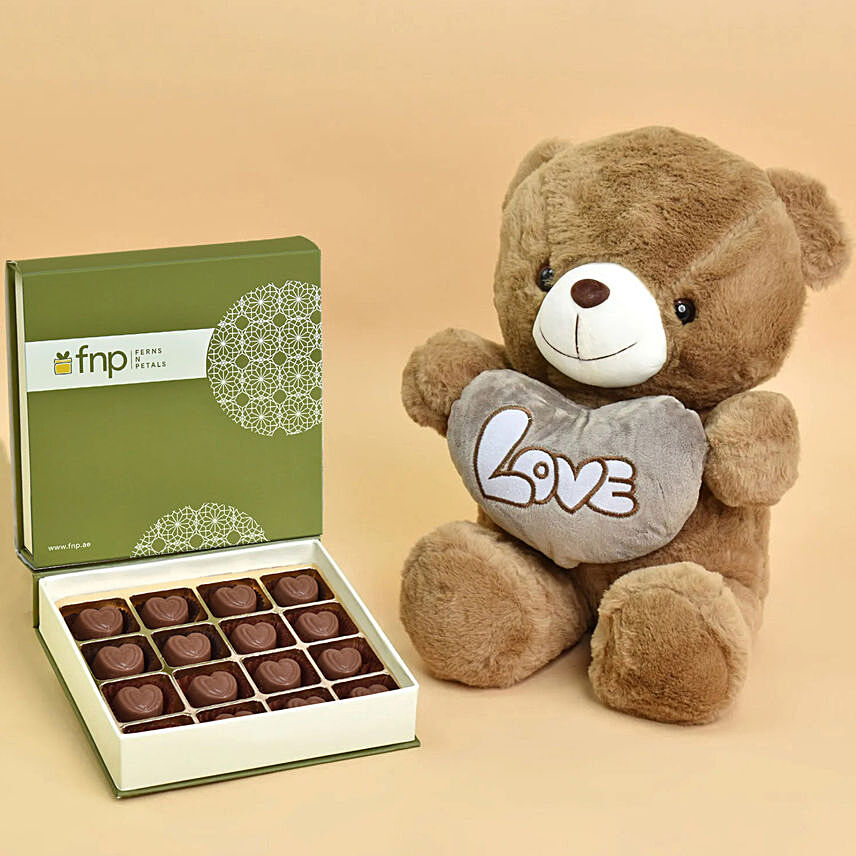 Love Always Premium Chocolate Box And Teddy: Dubai Chocolates