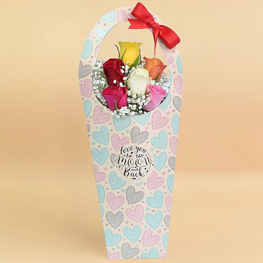 6 Mixed Rose in a Sleeve Box: Valentines Day Flower Arrangements