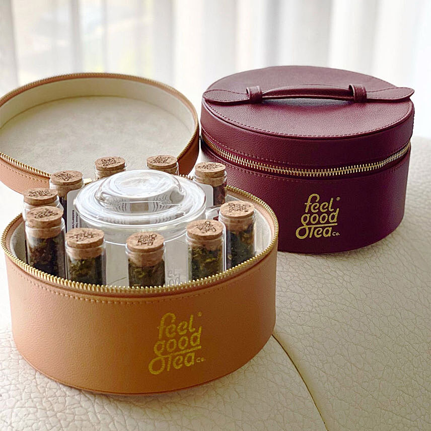 Tea Leather Box By Feel Good Tea: Tea and Coffee Gift Hampers