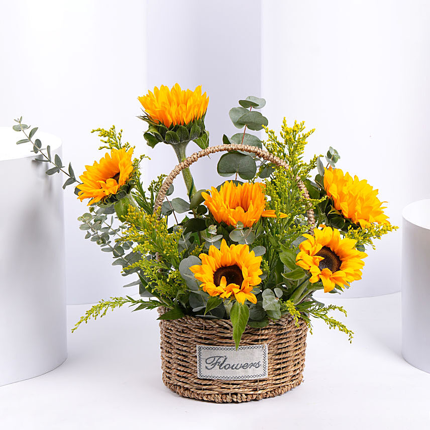 Sunflowers Shine Basket: Get Well Soon Flowers