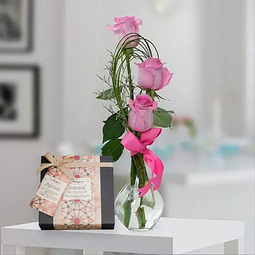 Pink Roses And Mirzam Chocolate Combo: Chocolates in Ras Al Khaimah