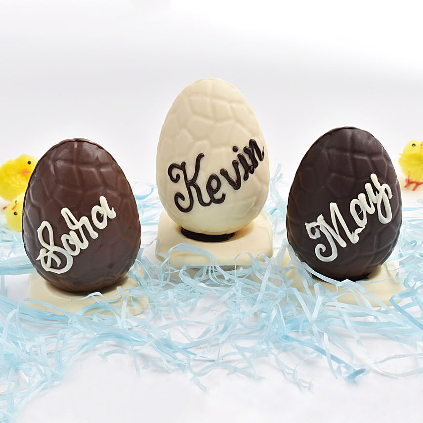 Personalised Easter Milk Chocolate And White Chocolate Eggs: Easter Chocolates