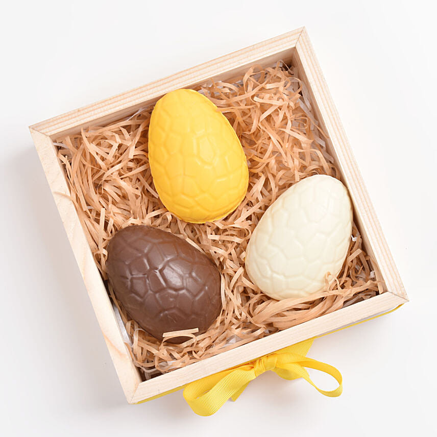 Cocoa Dream Easter Wooden Tray Arrangement: Easter Chocolates
