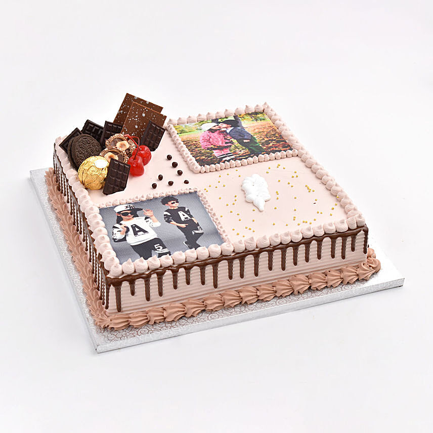 Photo Collage Square Cake: 