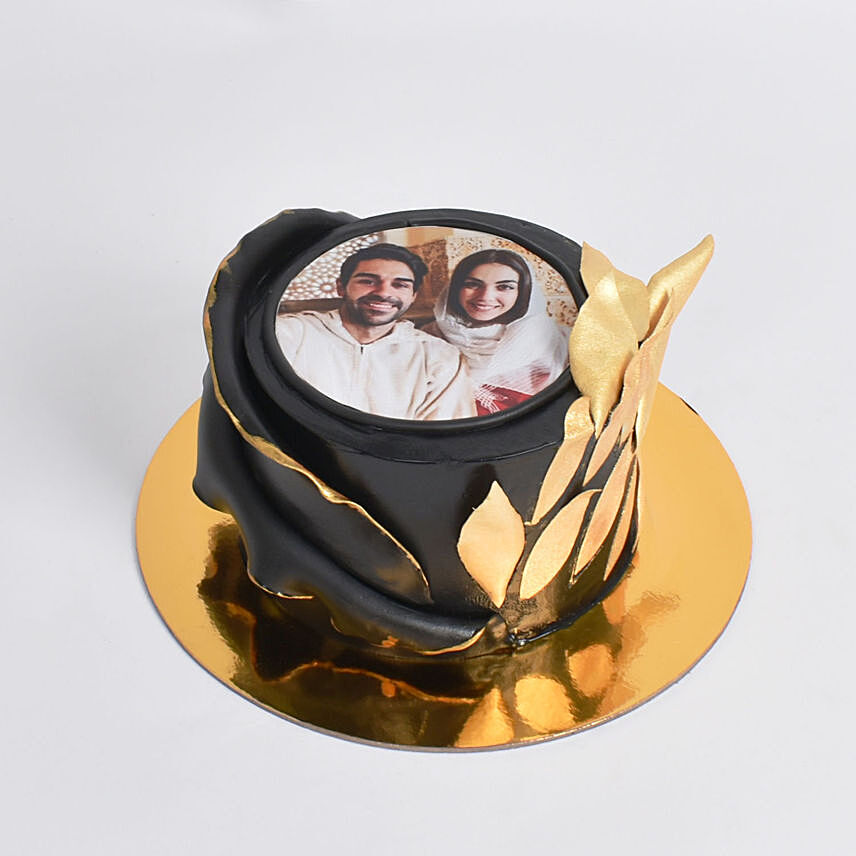 Black Beauty Butter Cream Photo Cake: Wedding Anniversary Photo Cake