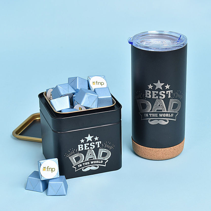 Best Dad Ever Tumbler & Chocolate: Engraved Gifts in Dubai