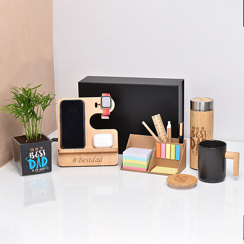 All in one office desk organiser for Dad: 