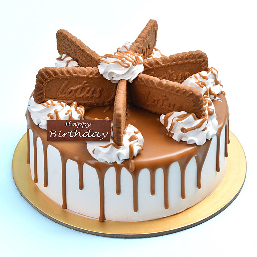 Half Kg Lotus Biscoff Cake For Birthday: 