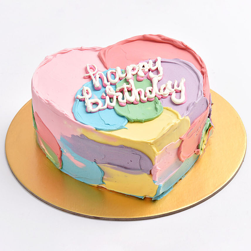 Colorful Heart Shaped Birthday Cake: Birthday Cake for Ladies