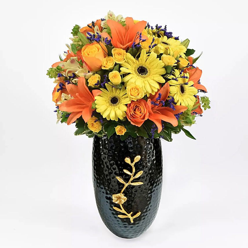 Bright Mixed Flowers Vase: Autumn Flowers