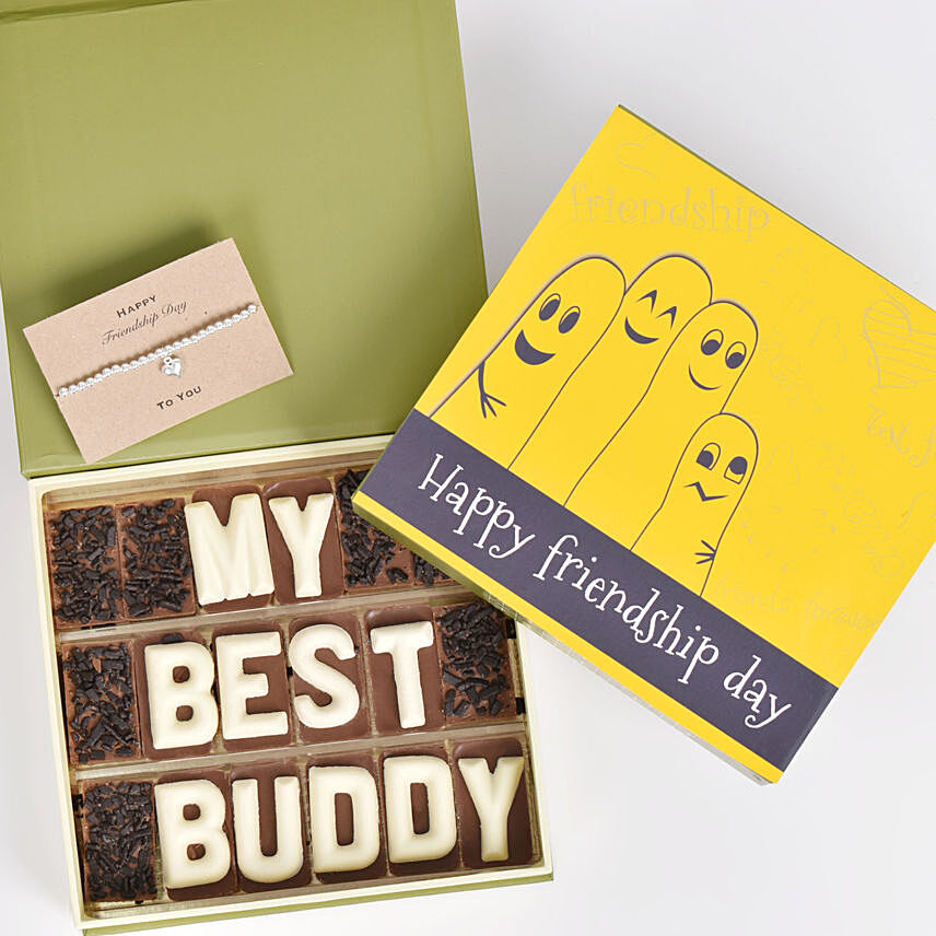 My Best Buddy Chocolates With Friendship Band: Accessories for Him
