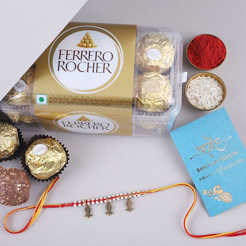 Sneh Feng Shui Beads Rakhi & Ferrero Rocher: Mauli Rakhi