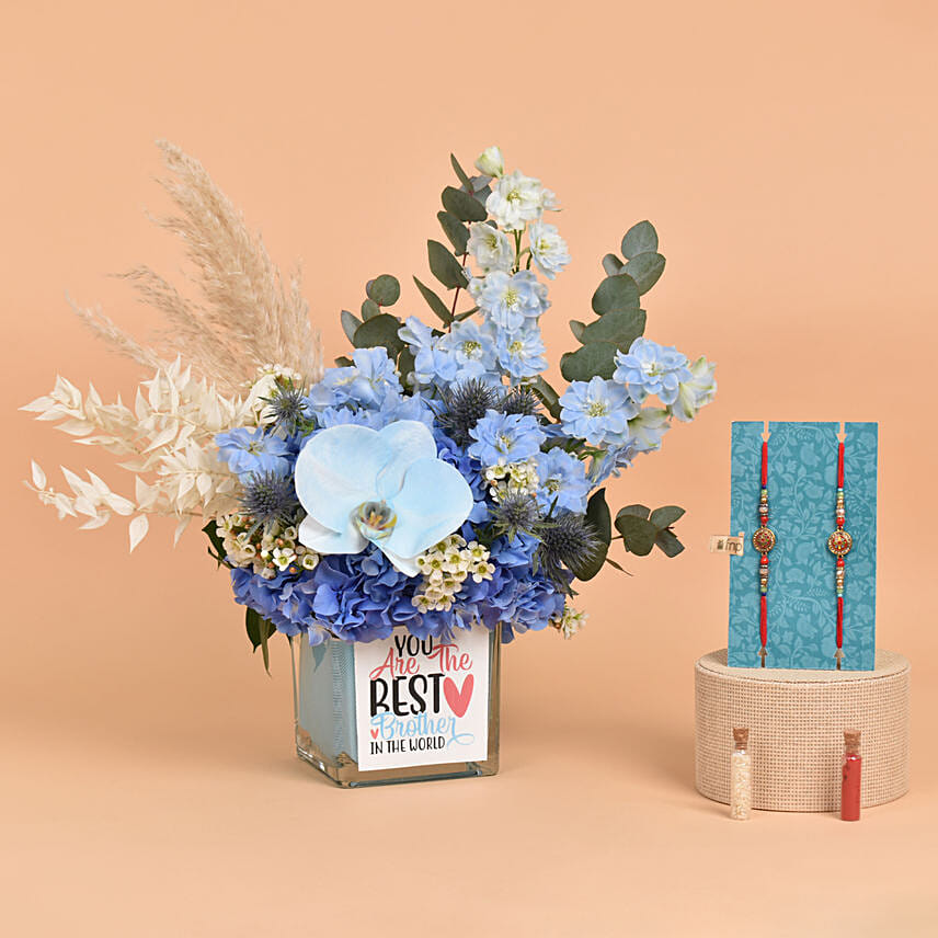 Best Brother Flowers Vase and Rakhi: Rakhi With Flowers 