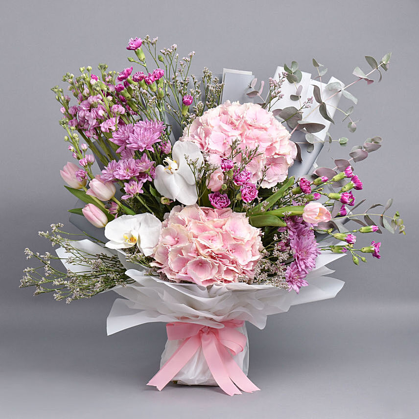 Pink Forest Flowers Bouquet: Happy Birthday Flowers