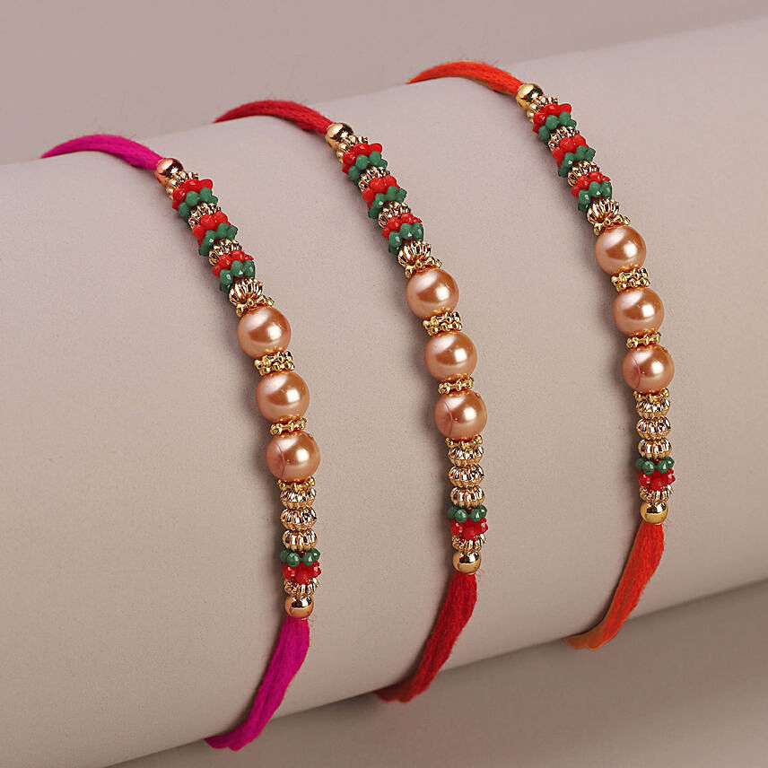 Sneh Gleaming Pearls Rakhi Set: Rakhi In Dubai