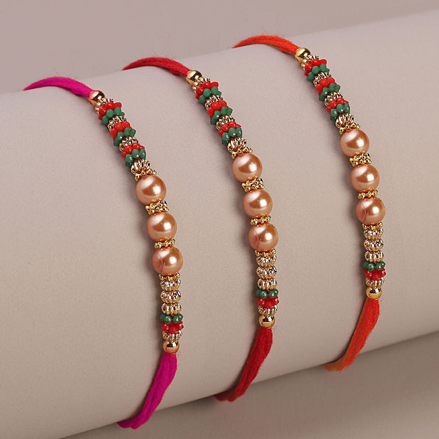 Sneh Gleaming Pearls Rakhi Set: Order Rakhi in Fujairah