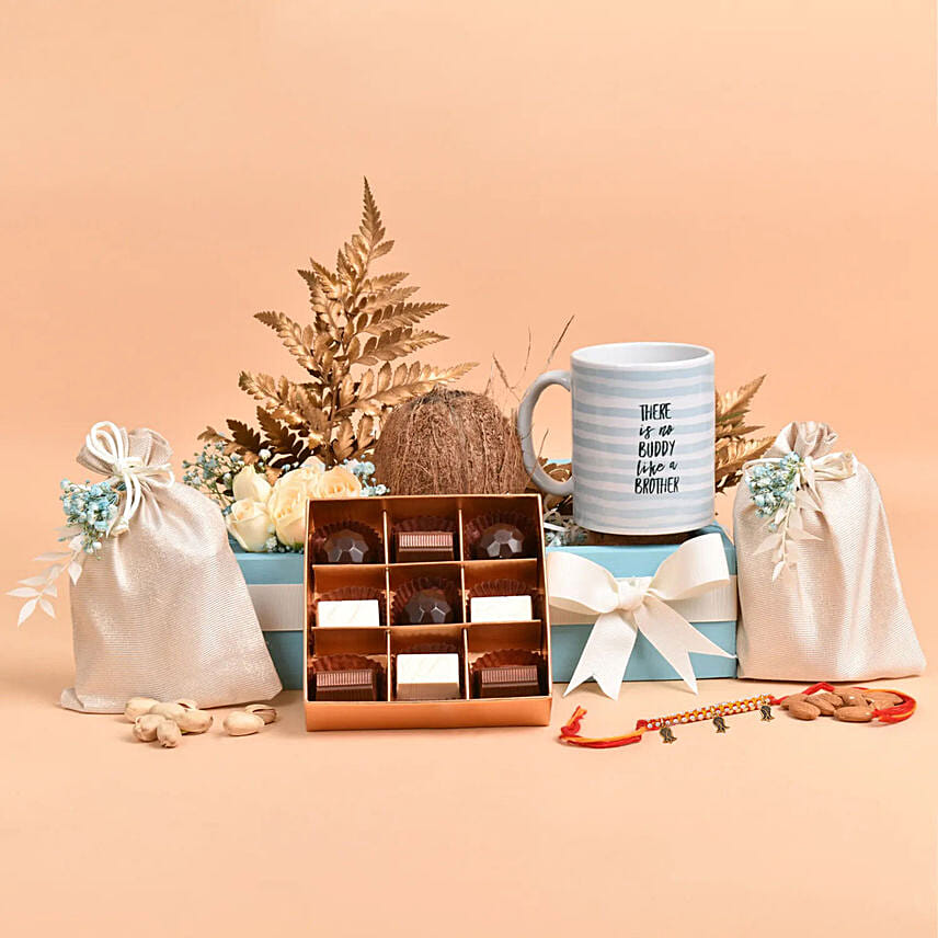 Rakhi Blue Hamper for Brother: Rakhi Gift Hampers