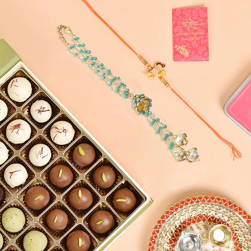 Chocolate Coated Gulabjamun With Set Of 2 Rakhi: Rakhi With Chocolates