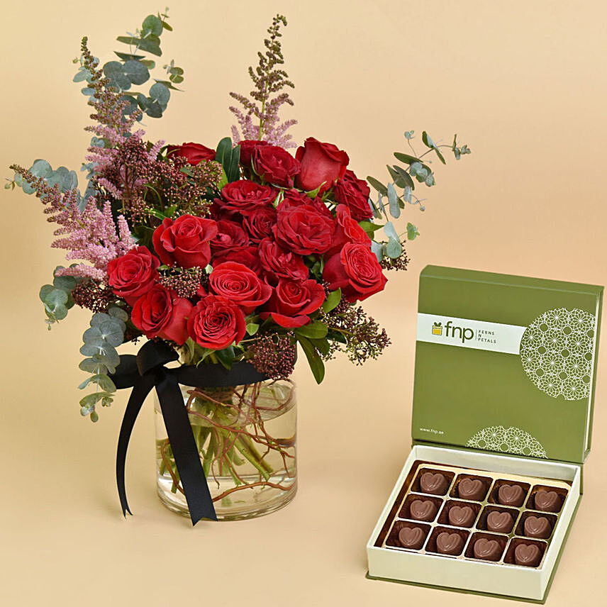 Roses Seduction and Chocolates: Valentine Flower Arrangements