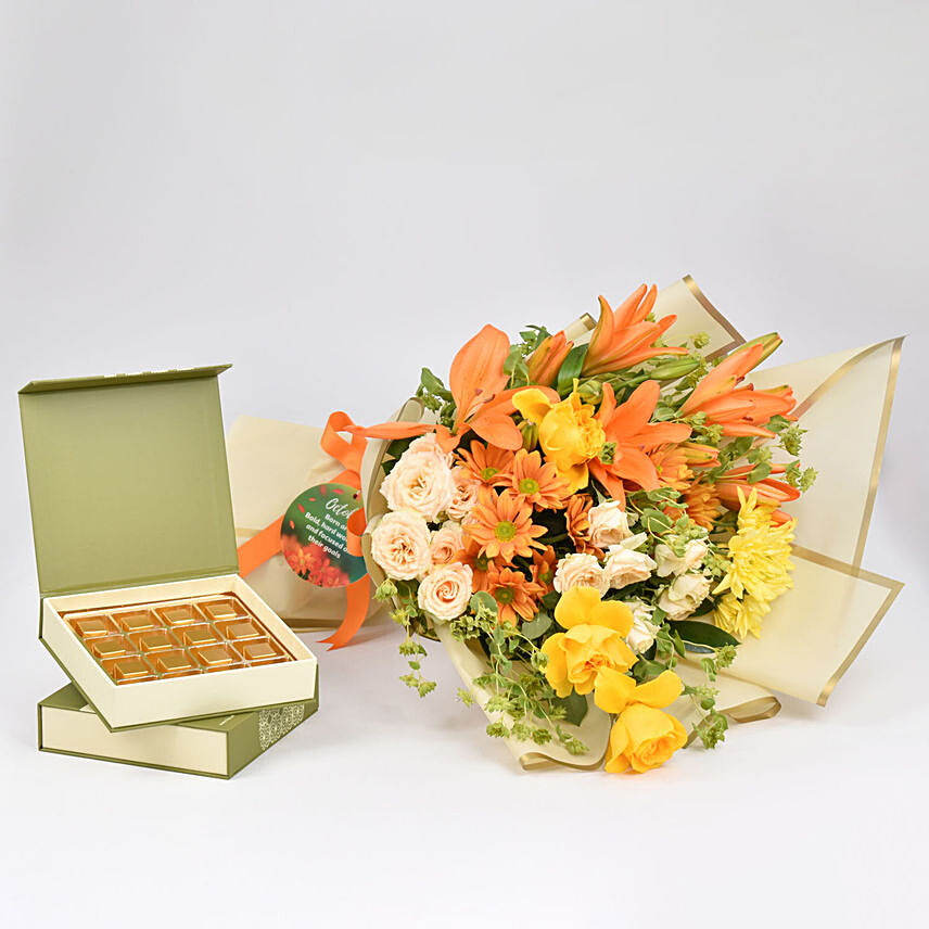 October Birthday Flower Bouquet and Chocolates: Flower Delivery Dubai
