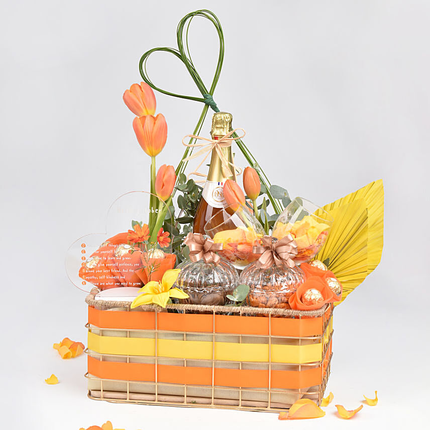 Birthday Joy Gift Basket with 3D lamp: Gift Hampers