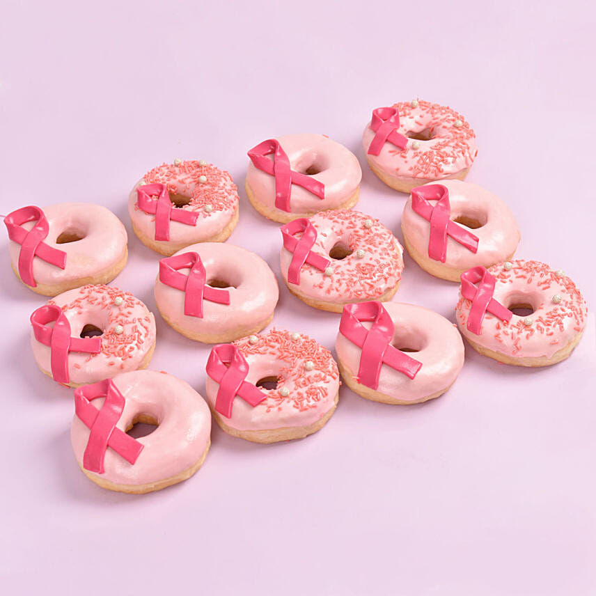 Pink Ribbon Donuts 12 Pieces: Breast Cancer Awareness Gifts