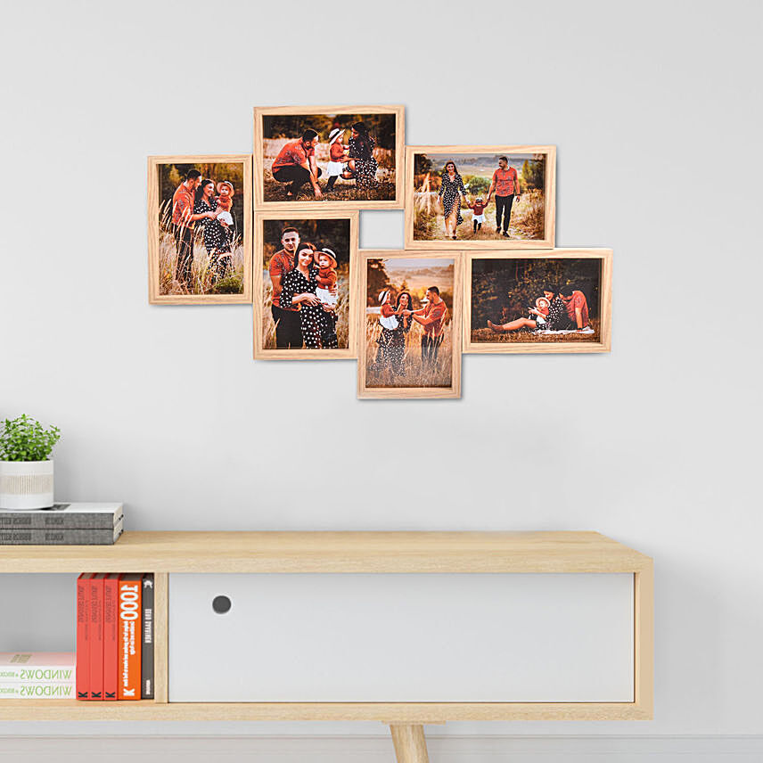 6 Photo Collage Wooden Frame: Personalised Photo Frames