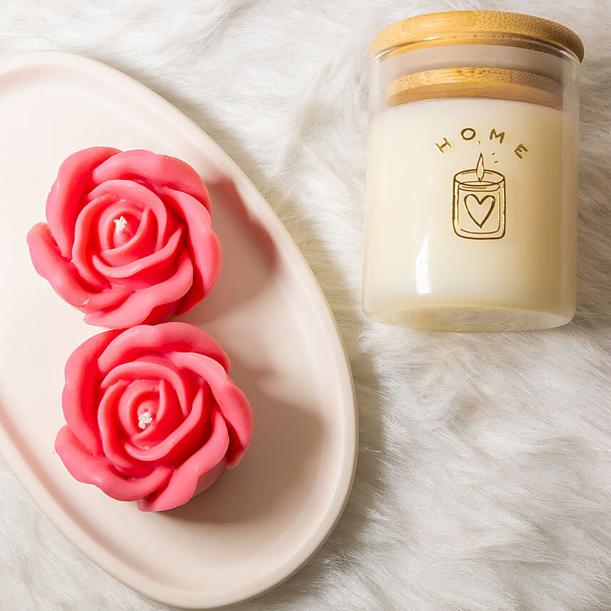 Rose Elegance Candle Set: Childrens Day Gifts
